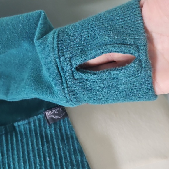 Women's L.L.Bean Green Cozy Mixed-Knit Pullover - Petite Small - Picture 5 of 7